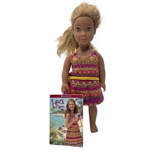 American Girl Mini Doll Lea  Dives In Girl & Book 6.5 in Tall. Pre- Owned/No Box